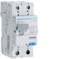 Дифавтомат 1P+N C6 30мА 6кА Hager тип A 2M электромеханический дифференциальный автомат ADA956D