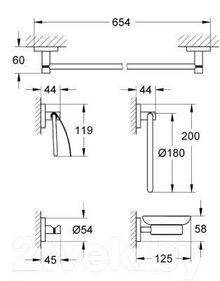 Набор аксессуаров для ванной и туалета GROHE Essentials 40344001 - фото 2 - id-p205844855