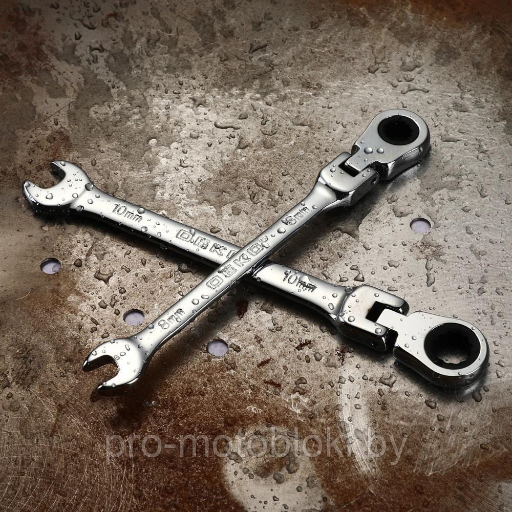 Ключи комбинированные трещоточные шарнирные в наборе DEKO RW02 8-17 мм SET 6 - фото 4 - id-p158584654