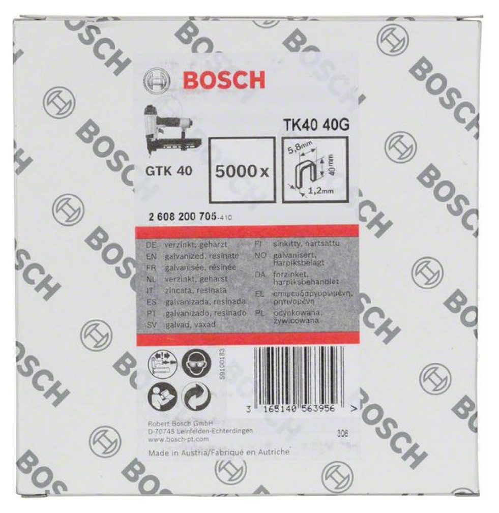 Скобы для GTK 40 TK40 40G 1,2мм, 40мм, (-5000-), BOSCH(2608200705) Bosch - фото 1 - id-p205921203
