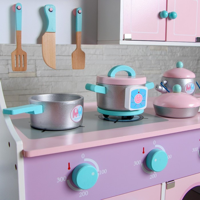 Игровой набор, кухонный модуль «Домик» деревянная посуда в наборе - фото 6 - id-p205925974