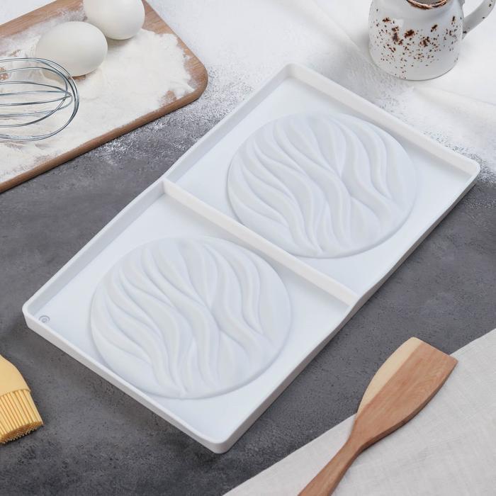 Форма для муссовых десертов и выпечки двойная Доляна «Зебрано», 30,5×18 см, силикон, цвет белый - фото 3 - id-p205927605
