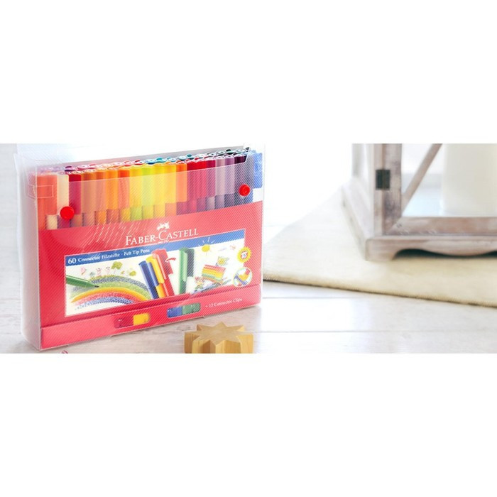 Фломастеры 60 цветов Faber-Castell Connector + 12 клипов для соединения, подарочная коробка - фото 4 - id-p205929473