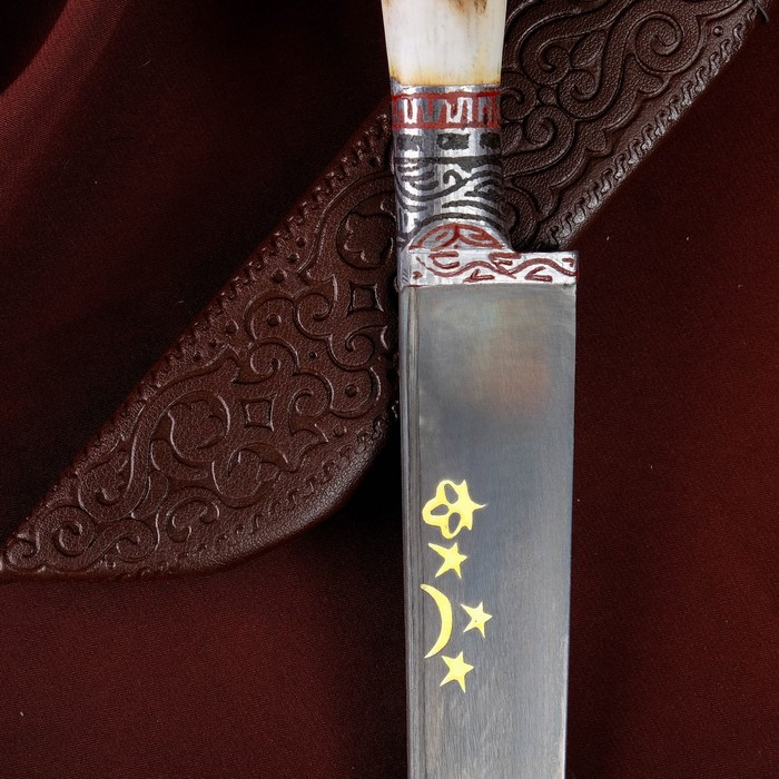 Нож Пчак Шархон, рукоять из рога косули малая, гарда с гравировкой - фото 2 - id-p205928828