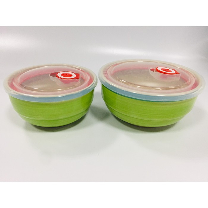 Набор из 2 салатников с пластиковыми крышками Elrington «Аэрограф зелень лета» - фото 1 - id-p205928140
