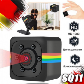 Беспроводная мини камера SQ11 Mini DV 1080P / Мини видеорегистратор/ Спорт - камера/ Ночная съемка и датчик