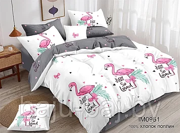 Полуторный комплект постельного белья Фламинго