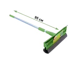 Щетка для мытья окон 20см с телескопической ручкой 95см Умничка, зеленая (24)