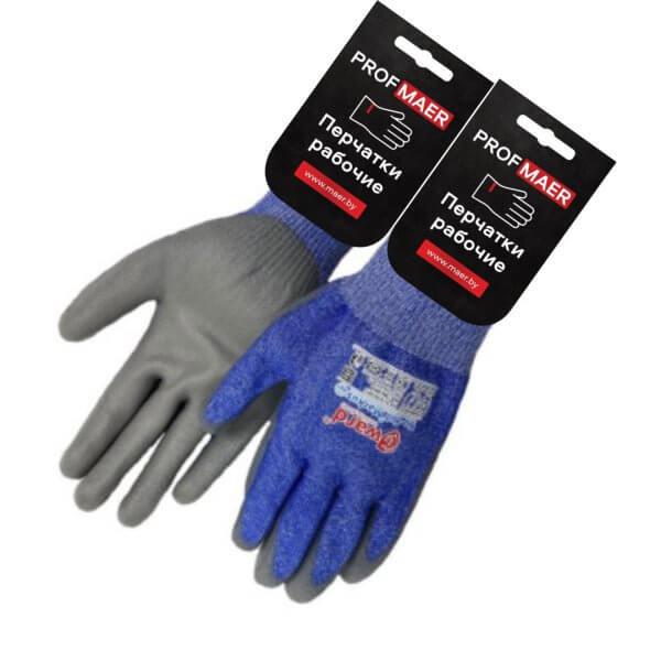 Перчатки из HPPE-нити со стекловолокном с полиуретановым покрытием, р-р 9 (L) +ярлык//GWARD/PROFMAER