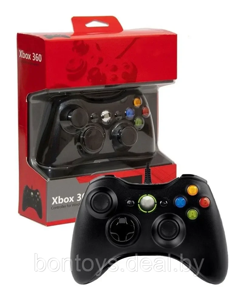 Геймпад Xbox360, джойстик черный, красный - фото 1 - id-p205975230
