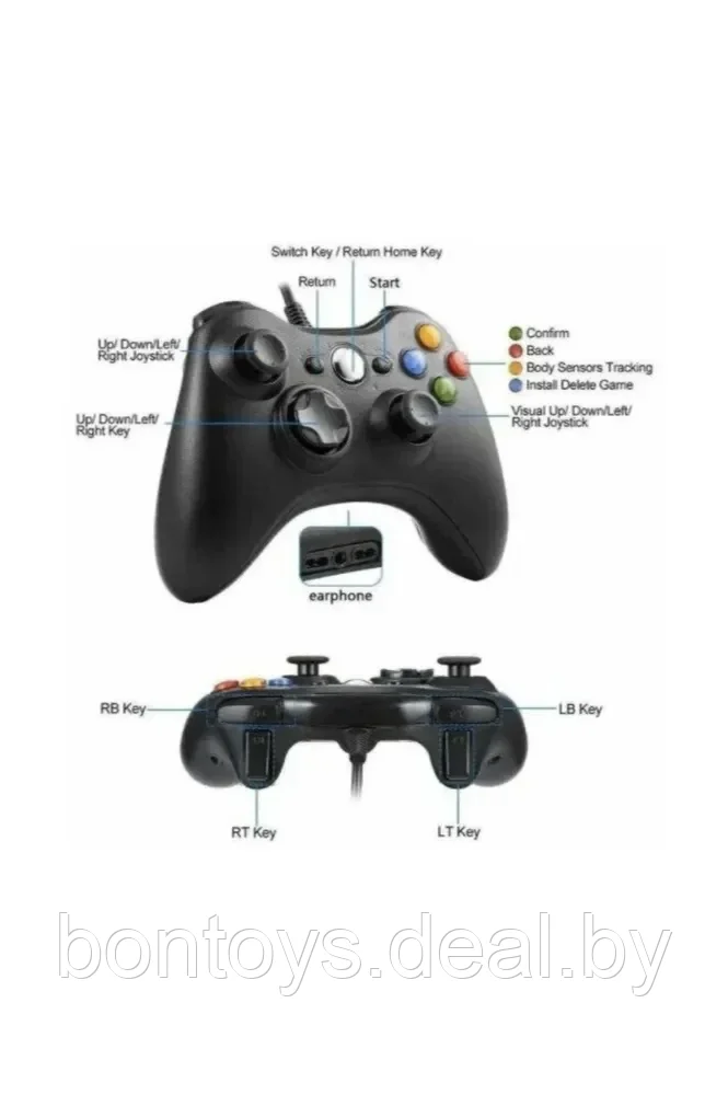 Геймпад Xbox360, джойстик черный, красный - фото 3 - id-p205975230
