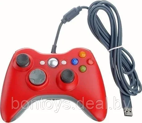Геймпад Xbox360, джойстик черный, красный - фото 4 - id-p205975230