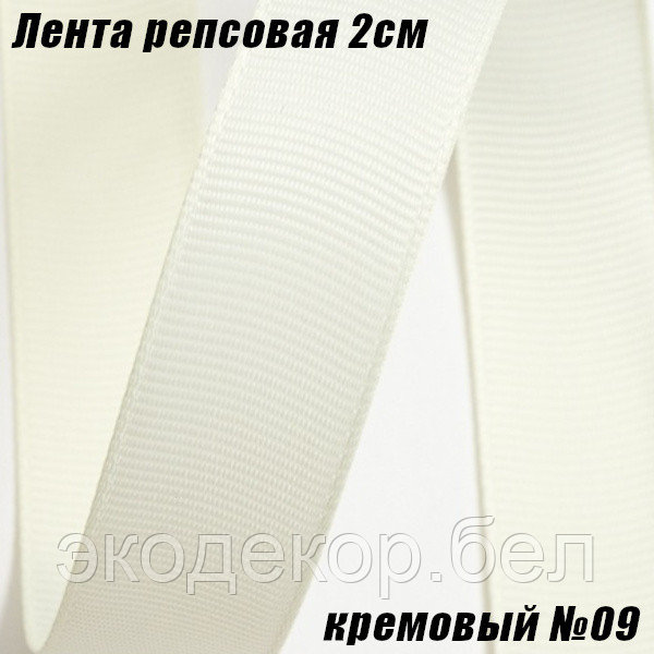 Лента репсовая 2см (18,29м). Кремовый №09