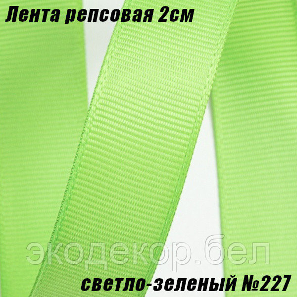Лента репсовая 2см (18,29м). Светло-зеленый №227