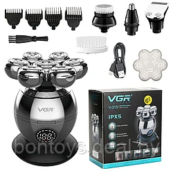 Машинка для стрижки волос VGR V-315, 5 в 1, триммер для влажного и сухого бритья бороды, электрическая бритва