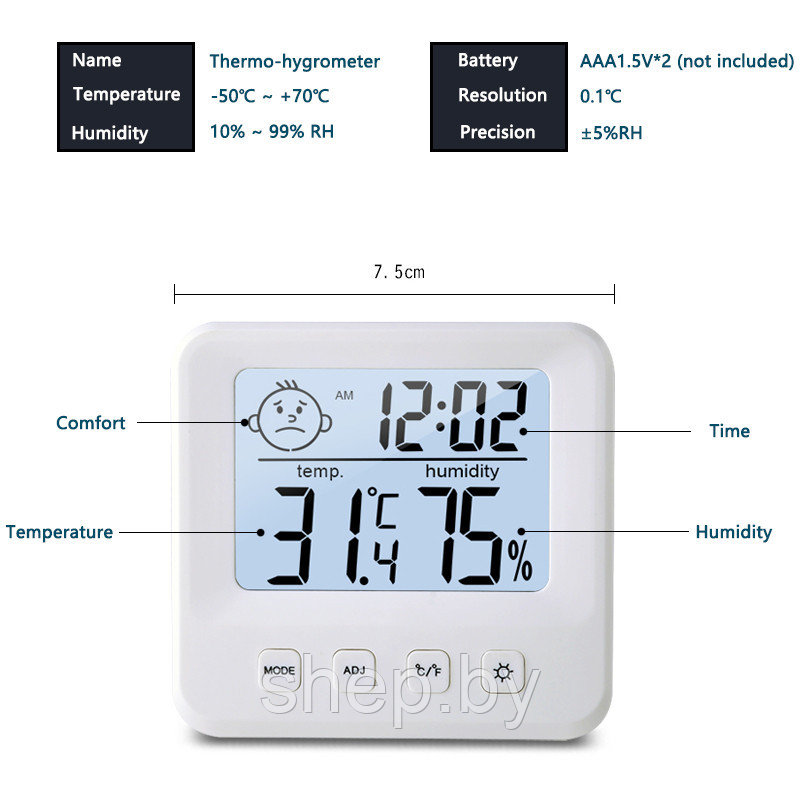 Комнатный термометр и гигрометр CX-1222S - фото 3 - id-p206000858