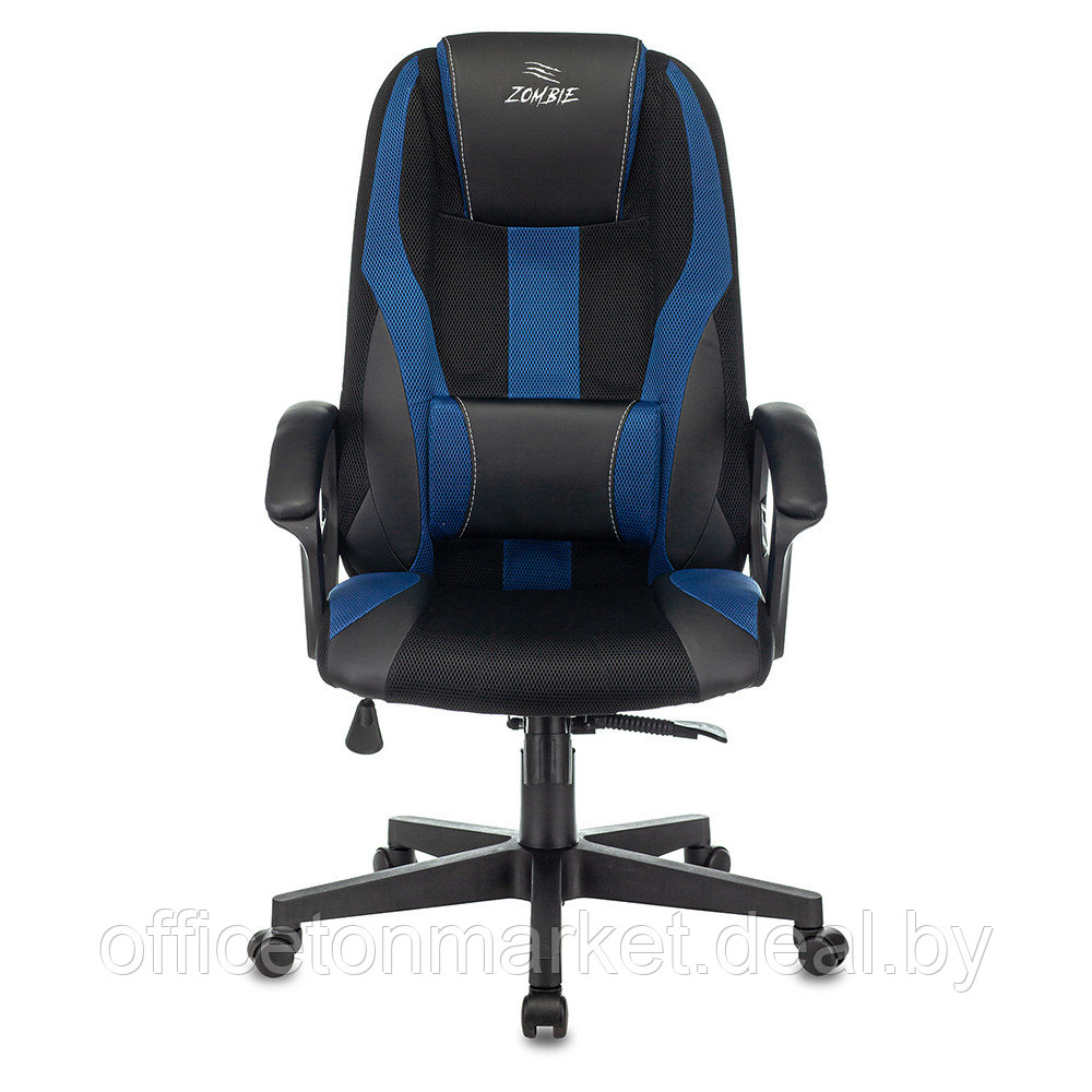 Кресло игровое "Бюрократ Zombie 9", текстиль, экокожа, пластик, черный, синий - фото 2 - id-p205601200