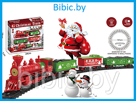 Детская железная дорога свет+звук, Рождественский большой игрушечный поезд, Christmas train, игрушка паровоз