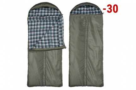 Спальный мешок с капюшоном Yagnob Marko Polo -30, левосторонний, HOLLOW FIBER, фланель (240х180) РБ