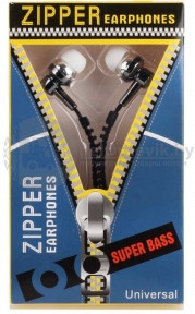 Наушники на молнии Zipper Earphones 2 в 1 Универсальные Черные