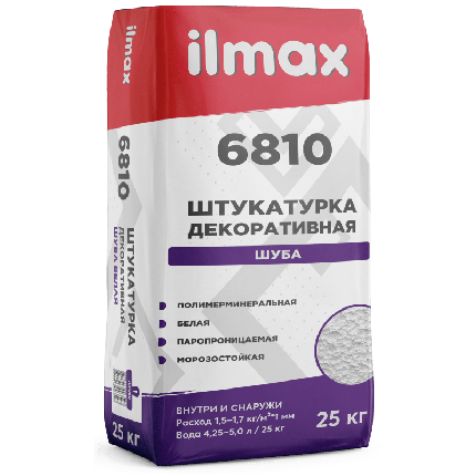 Ilmax 6810  (25кг) белая защитно-отделочная штукатурка (фактура "шуба"), фото 2