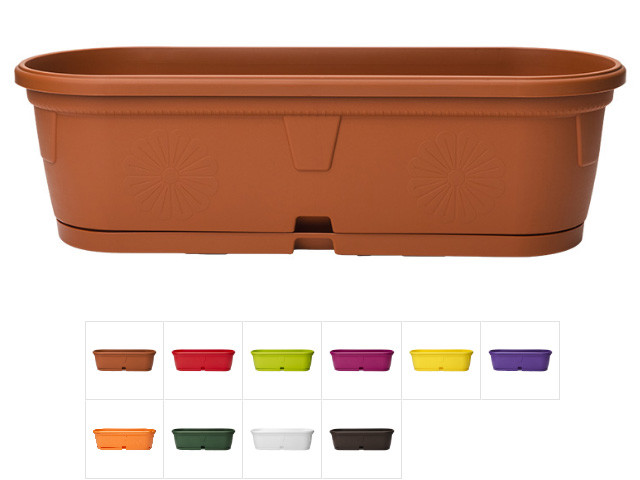 Ящик балконный для цветов Gerber (Гербера) 50x15 см с поддоном, DRINA (цвета в ассортименте) - фото 1 - id-p206120046