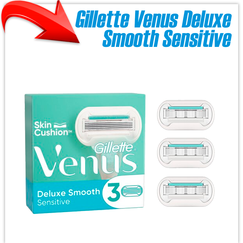 Сменные кассеты для бритья Gillette Venus Deluxe Smooth Sensitive (3 шт) - фото 1 - id-p205043018