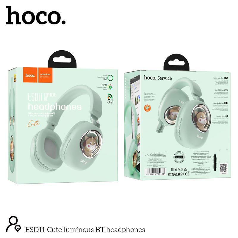 Беспроводные наушники Hoco ESD11 полноразмерные с микрофоном цвет: ментоловый