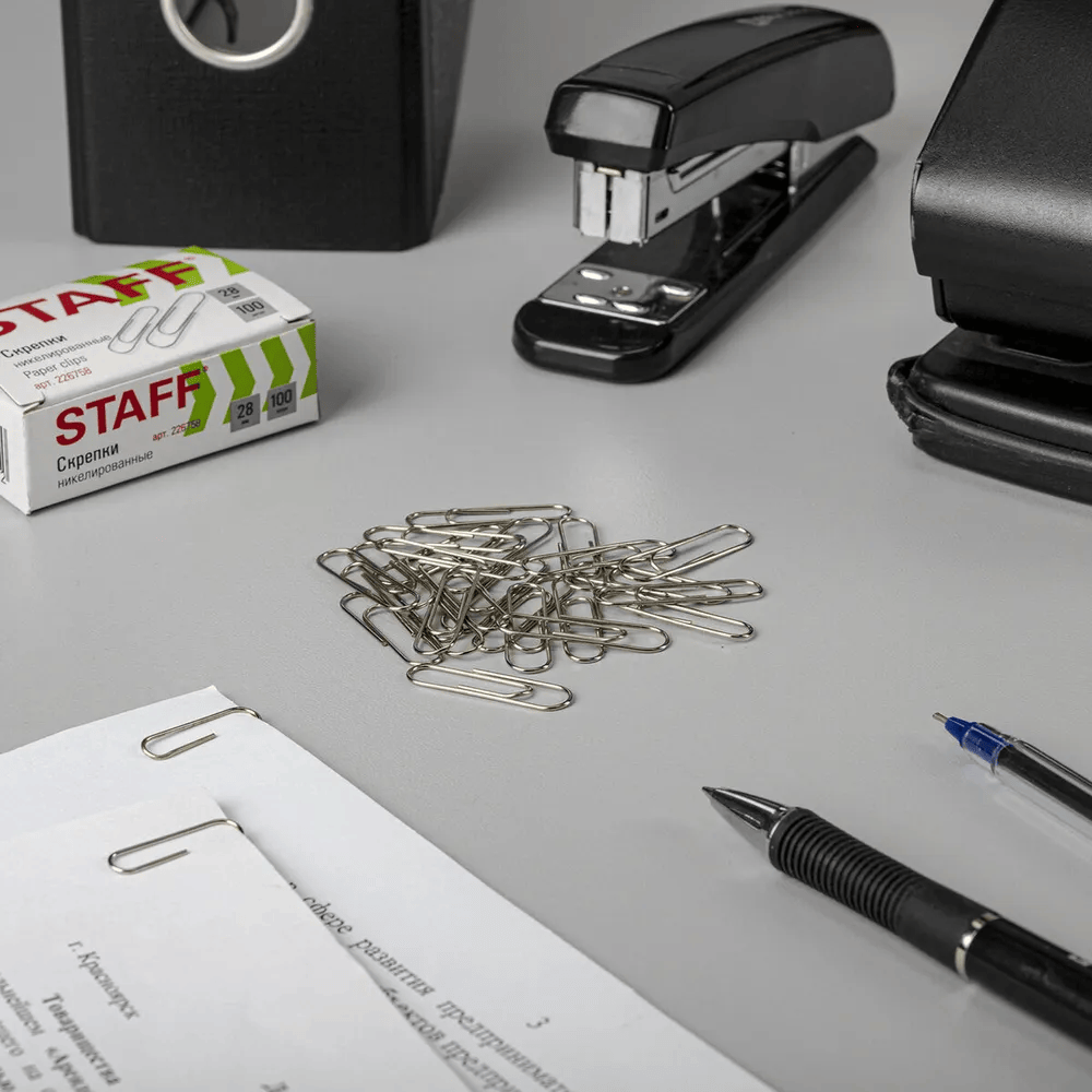 Скрепки Staff, 28 мм, никелированные, 100 штук, в картонной коробке - фото 3 - id-p206122511