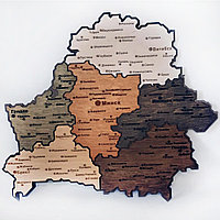 Деревянная карта Беларуси (области и районы) №13 (размер 63*55 см)