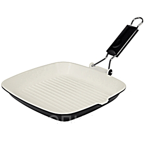 Сковорода-гриль алюмин.,керамика; H=3,L=29,B=29см; черный,белый