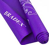 Коврик для йоги и фитнеса 173*61*0,4 с рисунком ВИОЛЕТ (Yoga mat 173*61*0,5 with picture violet 814c), Bradex, фото 6