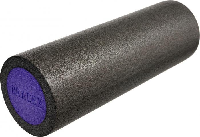 Ролик для йоги и пилатеса Bradex SF 0821, 15*45 см, серый (Yoga roll, 15*45 cm, grey/purple)