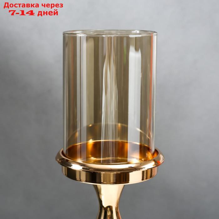 Подсвечник металл на 1 свечу "Мраморный шар" золото 37,5х12х12 см - фото 2 - id-p206081893