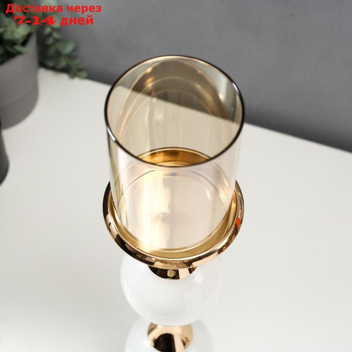 Подсвечник металл на 1 свечу "Мраморный шар" золото 37,5х12х12 см - фото 3 - id-p206081893