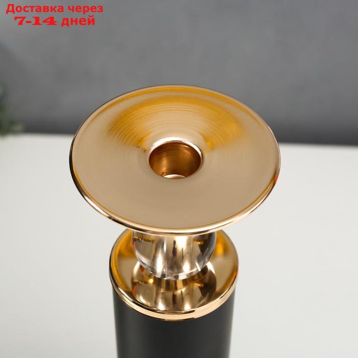 Подсвечник металл на 1 свечу "Колонна с кристаллами" чёрный с золотом 36х12х12 см - фото 3 - id-p206081897