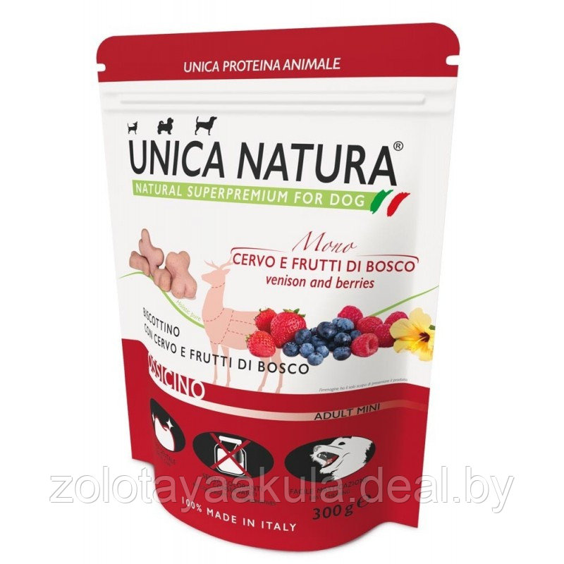 Unica Natura Печенье Unica Natura Mono 300гр для собак оленина ягода - фото 1 - id-p206213722