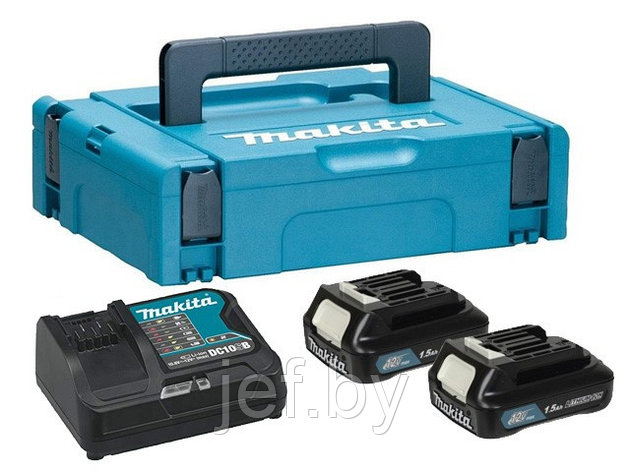 Комплект аккумулятор 12.0 в bl1016 2 шт + зарядное устройство dc10sb MAKITA 197652-7, фото 2