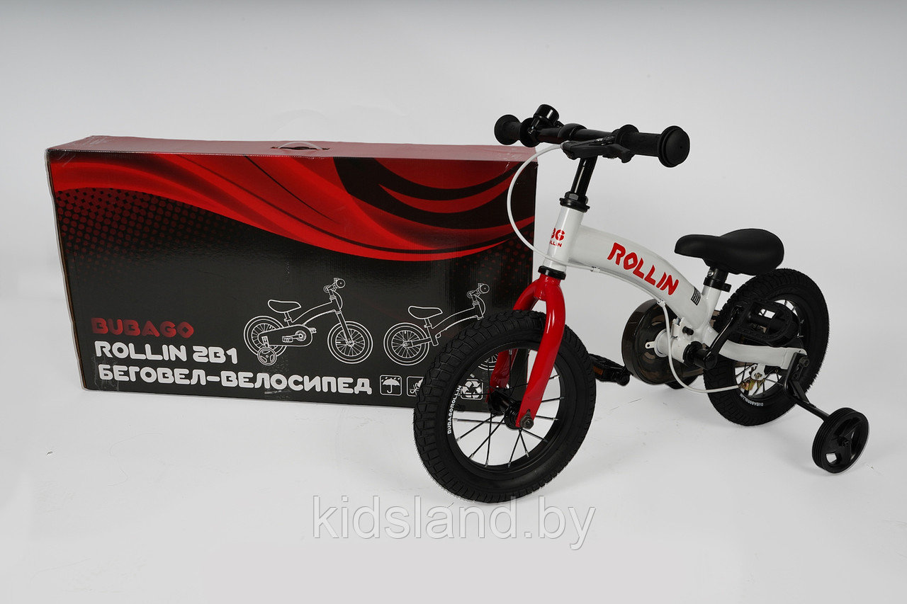 Беговел-велосипед Bubago Rollin цвет White-Red/Белый-красный - фото 10 - id-p206220827