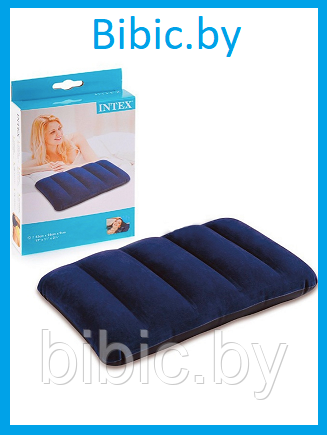 Надувная подушка Интекс PILLOW ROYAL BLUE 43x28см Intex арт 68672 для путешествий, купания, сна, отдыха
