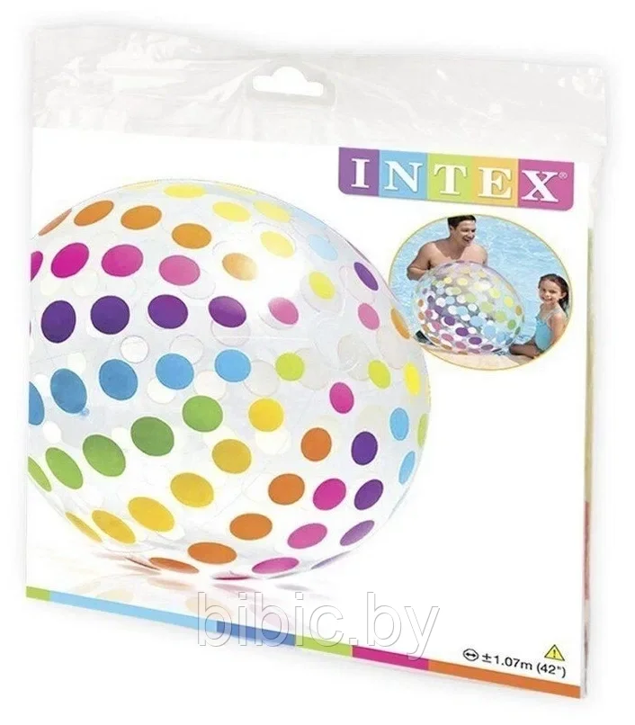 Пляжный мяч INTEX 59065N "JUMBO" диаметр 107 см, Интекс мяч для бассейна,от 3 лет, для плавания купания игры - фото 4 - id-p206299271
