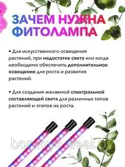 Фитолампа для растений с 3 светильниками / фитосветильник для рассады - фото 5 - id-p206307279