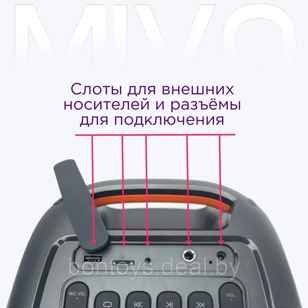 Мощная караоке колонка MIVO MD-165 портативная акустика c беспроводным микрофоном / Пульт - фото 3 - id-p206307927