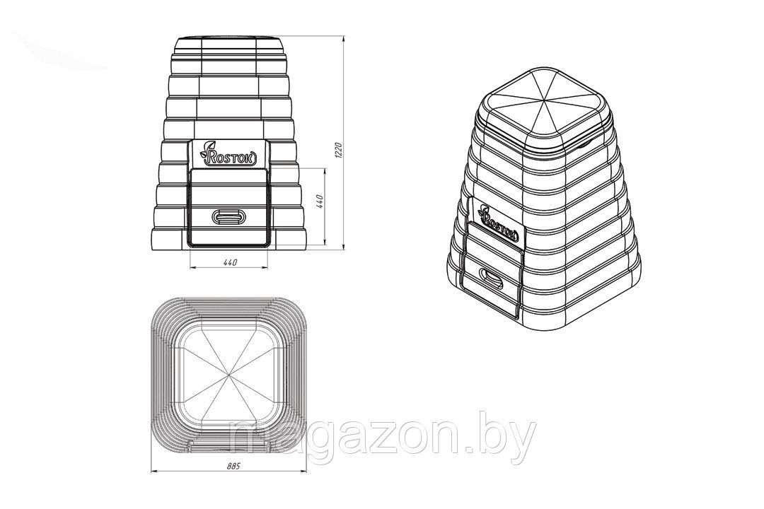 Компостер Rostok 600л - фото 2 - id-p206315493