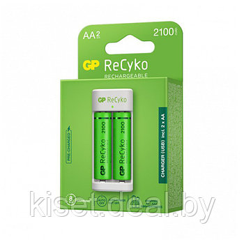 Зарядное устройство GP ReCyko E211 2xAAA/AA + аккумуляторы 2x2100mAh AA белый