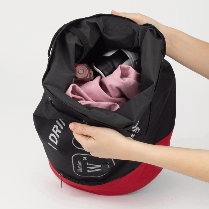 Рюкзак-торба молодёжный, отдел на стяжке шнурком, цвет чёрный/красный - фото 3 - id-p206404432