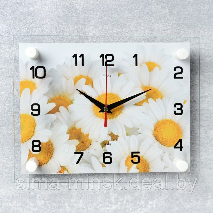 Часы-картина настенные, серия: Цветы, "Ромашки", плавный ход, 20 х 26 см - фото 1 - id-p206405095