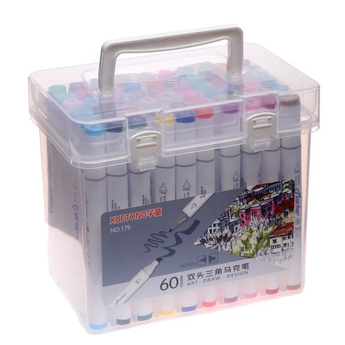 Набор маркеров для скетчинга двусторонние 60 штук/60 цветов - фото 1 - id-p206417422