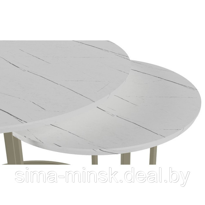 Комплект из двух журнальных столов «Лесли», 810×610×500 мм, цвет белый мрамор / титан - фото 3 - id-p206425489