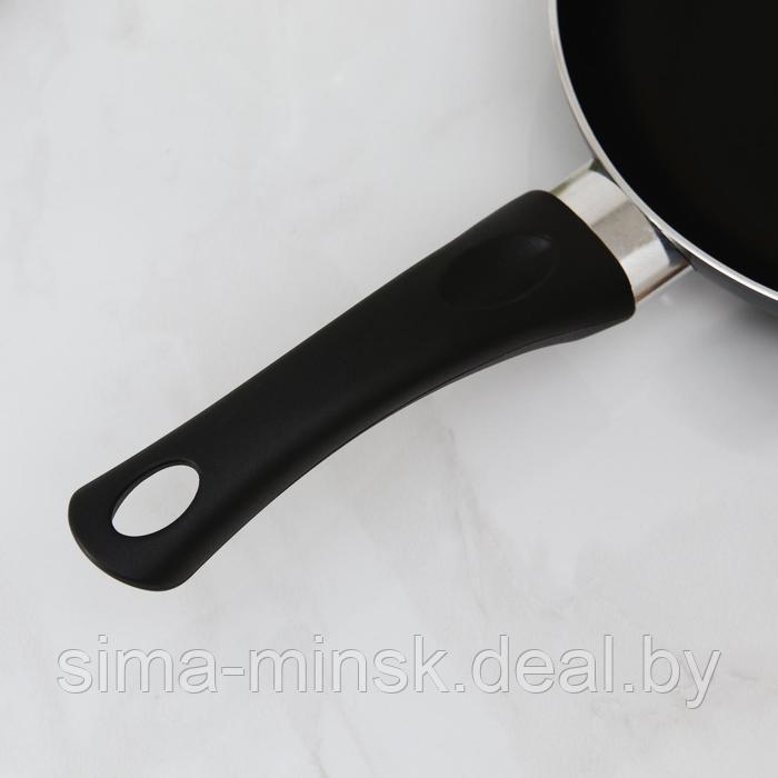 Сковорода Lite, d=18 см, пластиковая ручка, стеклянная крышка, антипригарное покрытие, цвет чёрный - фото 4 - id-p206431114
